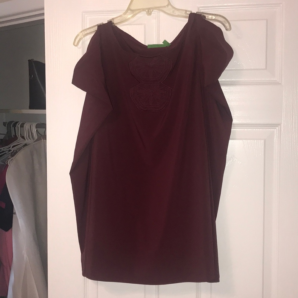 Cold shoulder top with fun embroidery